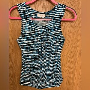 Calvin Klein Women's Printed Sleeveless Pleated-Neck Top